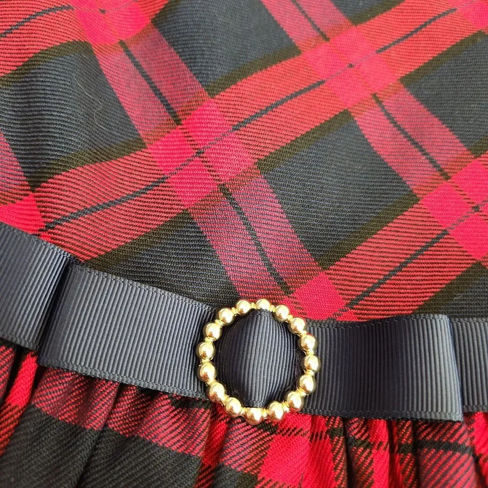 Bonnie Jean Girls Sleeveless Dress Red Blue Tartan Plaid Size 8 Christmas Formal